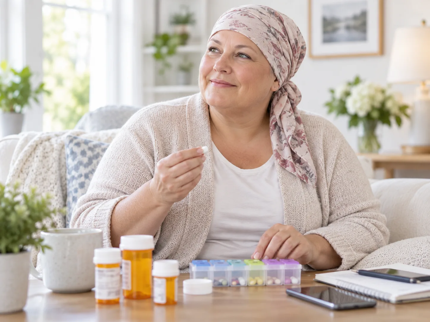 Someone sorting their medication at home